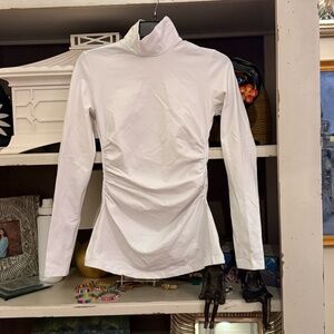 Susana Monaco Small S ruched side turtleneck top white